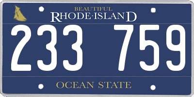 RI license plate 233759
