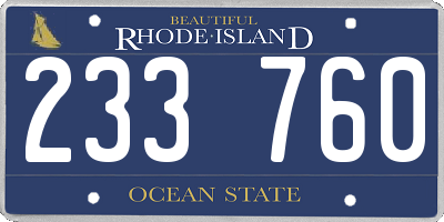 RI license plate 233760