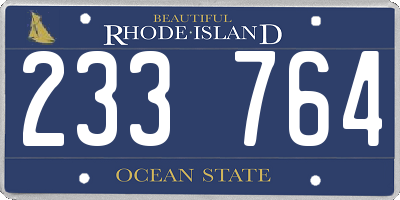 RI license plate 233764