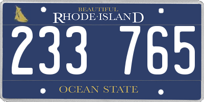 RI license plate 233765