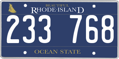 RI license plate 233768