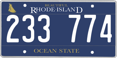 RI license plate 233774