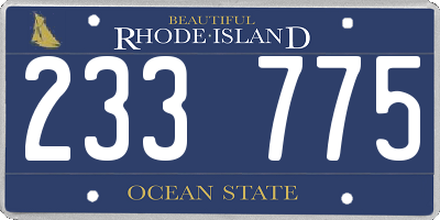 RI license plate 233775