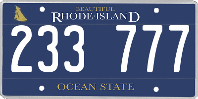 RI license plate 233777
