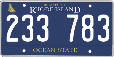 RI license plate 233783