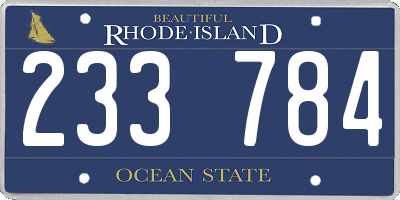 RI license plate 233784