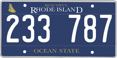 RI license plate 233787