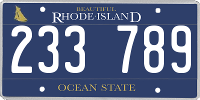 RI license plate 233789