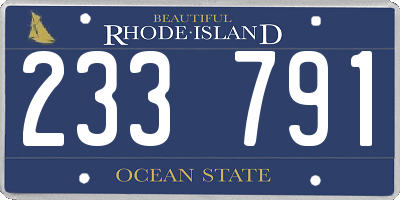 RI license plate 233791