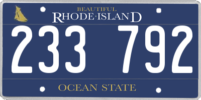 RI license plate 233792