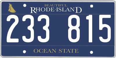 RI license plate 233815