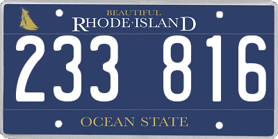 RI license plate 233816