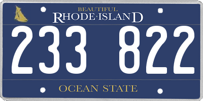 RI license plate 233822