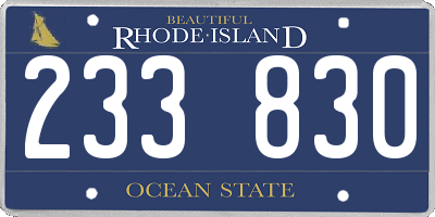 RI license plate 233830