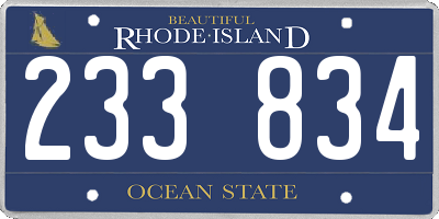 RI license plate 233834