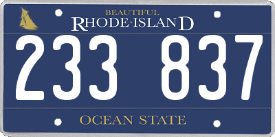 RI license plate 233837
