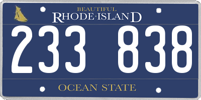 RI license plate 233838