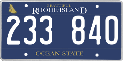 RI license plate 233840
