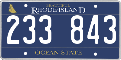 RI license plate 233843