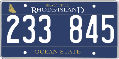 RI license plate 233845