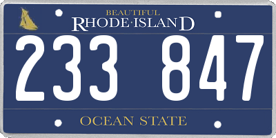 RI license plate 233847