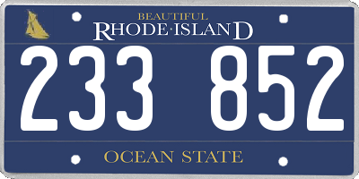 RI license plate 233852