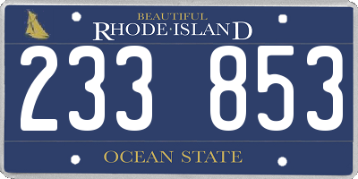 RI license plate 233853