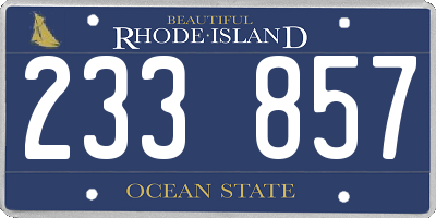 RI license plate 233857