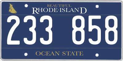 RI license plate 233858