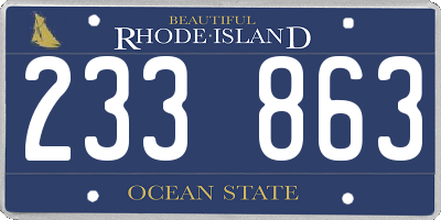 RI license plate 233863