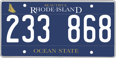 RI license plate 233868
