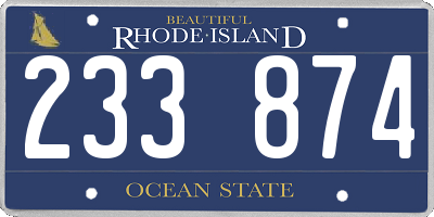 RI license plate 233874