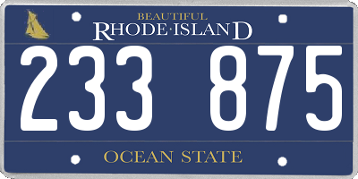 RI license plate 233875