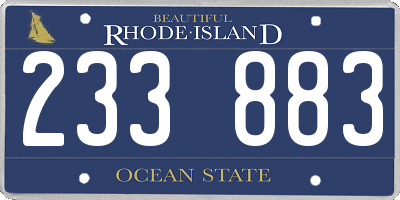 RI license plate 233883