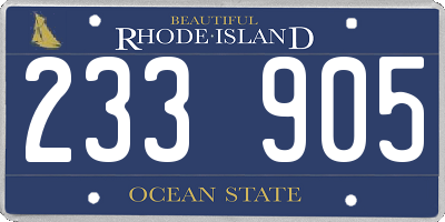 RI license plate 233905