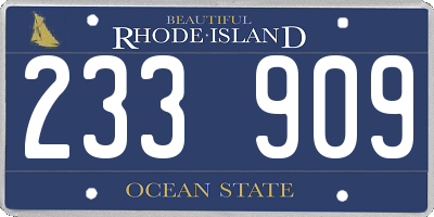 RI license plate 233909