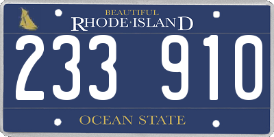 RI license plate 233910
