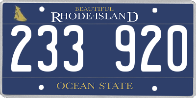 RI license plate 233920