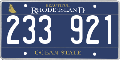 RI license plate 233921