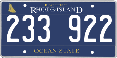 RI license plate 233922