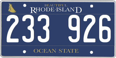 RI license plate 233926