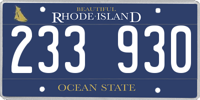 RI license plate 233930