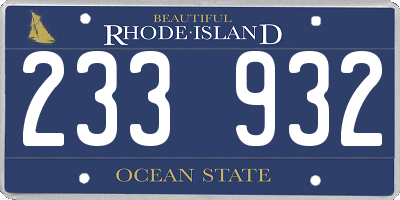 RI license plate 233932