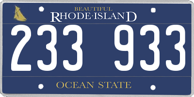 RI license plate 233933