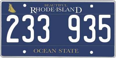 RI license plate 233935