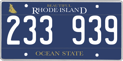 RI license plate 233939