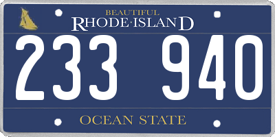 RI license plate 233940