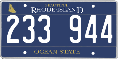 RI license plate 233944