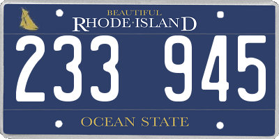 RI license plate 233945