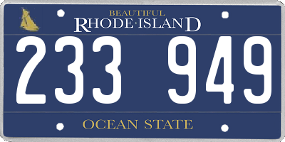 RI license plate 233949